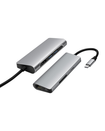 Док-станція ProLogix (PR-WUC-105B) 7 in 1 USB3.1 Type C to HDMI+2*USB3.0+PD+Lan+TF+SD