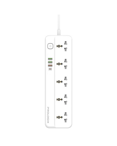 Фільтр живлення ProLogix Premium (PR-SC5415W) 5 розеток, 4 USB (1 PD +1 QC3.0 +2 AUTO ID), 2 м, білий
