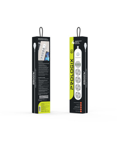 Фільтр живлення ProLogix Premium (PR-SE4432W) 4 розетки, 4 USB, 2 м, білий