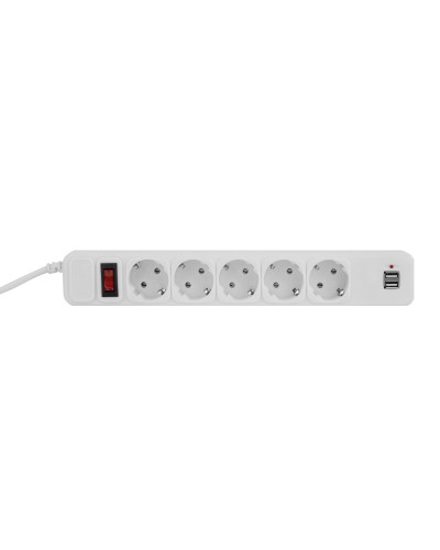 Фільтр живлення ProLogix (PRS-075P5CUSB-18W) 0.75 мм мідь, 5 розеток, 1.8 м, 2xUSB 3.0, білий