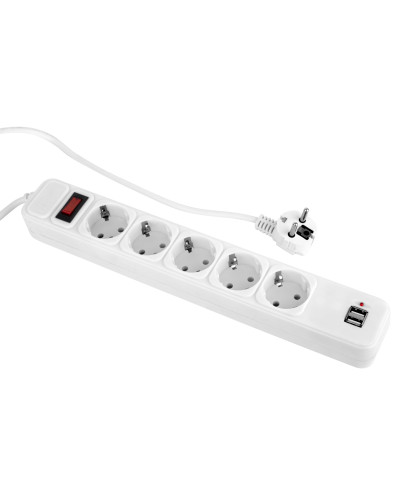 Фільтр живлення ProLogix (PRS-075P5CUSB-30W) 0.75 мм мідь, 5 розеток, 3 м, 2xUSB 3.0, білий