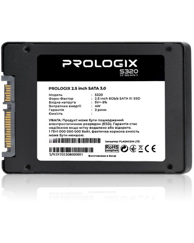 Накопичувач SSD 240GB Prologix S320 2.5" SATAIII TLC (PRO240GS320)