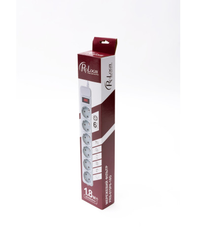Фільтр живлення ProLogix (PRS-075P6-18G) 0.75 мм, 6 розеток, 1.8 м, сірий