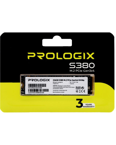 Накопичувач SSD 256GB Prologix S380 M.2 2280 PCIe 3.0 x4 NVMe TLC (PRO256GS380)