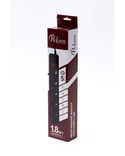 Фільтр живлення ProLogix (PRS-050P5-18B) 5 розеток, 1.8 м, чорний