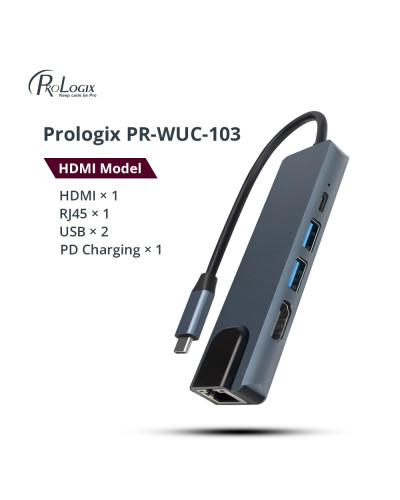 Док-станція ProLogix (PR-WUC-103B) 5 in 1 USB3.1 Type C to HDMI+2*USB3.0+USB C PD+Lan