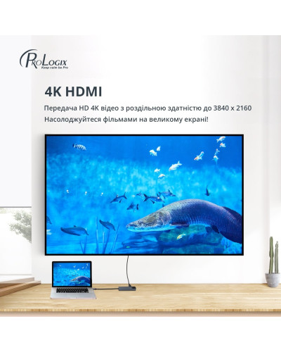 Док-станція ProLogix (PR-WUC-103B) 5 in 1 USB3.1 Type C to HDMI+2*USB3.0+USB C PD+Lan