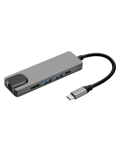 Док-станція ProLogix (PR-WUC-103B) 5 in 1 USB3.1 Type C to HDMI+2*USB3.0+USB C PD+Lan