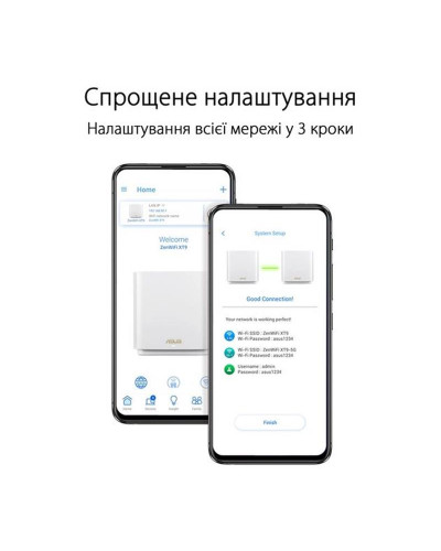 Бездротовий маршрутизатор Asus ZenWiFi XT9 White 1pk (XT9-W-1-PK/90IG0740-MO3B60)