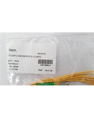 Патчкорд Abee LC/APC-FC/APC simplex, G657A, 2.0mm, 5m