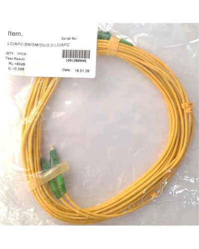 Патчкорд Abee LC/APC-LC/APC duplex, G657A, 2.0mm, 5m