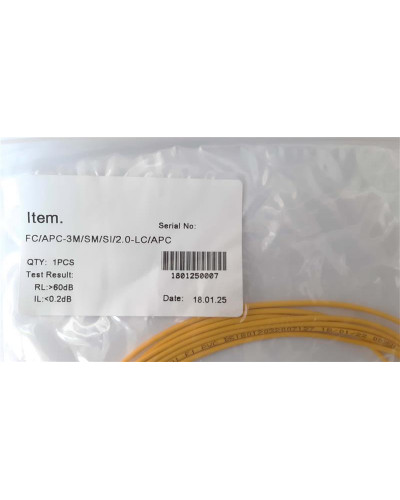 Патчкорд Abee LC/APC-FC/APC simplex, G657A, 2.0mm, 3m