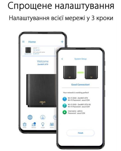 Wi-Fi Mesh система Asus ZenWiFi XT9 Black 2pk (90IG0740-MO3B30)