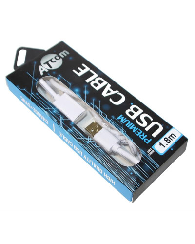 Кабель Atcom USB - USB V 2.0 (M/F), подовжувач, 1.8 м, White + Gold Plated (13425) блістер