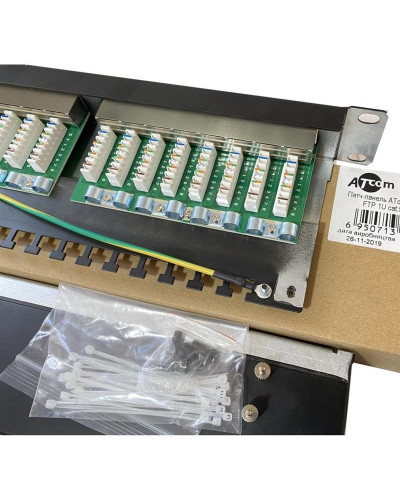 Патч-панель Atcom FP6224 19" 24хRJ-45 FTP 1U cat.6, в зборі