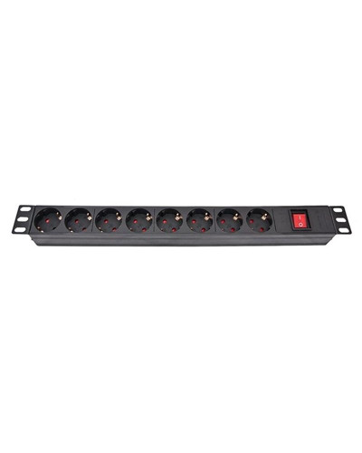 Блок розеток Atcom 1U 19" (PDU-8W-CN-WS) 8 розеток, з вимикачем, ал. корпус, німецький тип, без кабеля