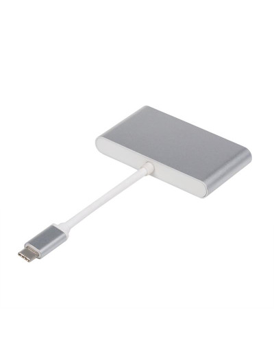Концентратор USB Type-CAtcom 3хUSB3.0, USB Type-C, 0.1м, метал Silver (12808)