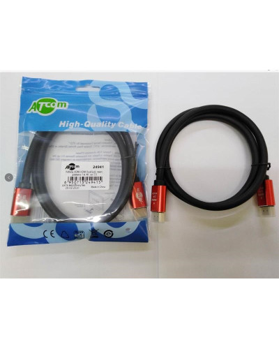 Кабель Atcom HDMI - HDMI V 2.0 (M/M), 4K, 2 м, чорний/червоний (24942) пакет