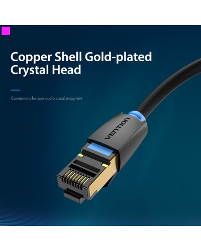 Патч-корд Vention CAT 8 SFTP Ethernet, 0.5 m, Black (IKABD)