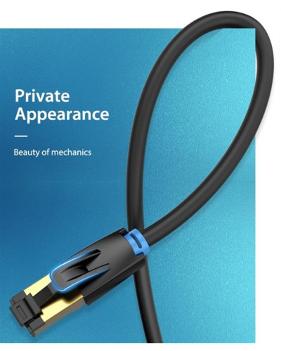 Патч-корд Vention CAT 8 SFTP Ethernet, 0.5 m, Black (IKABD)