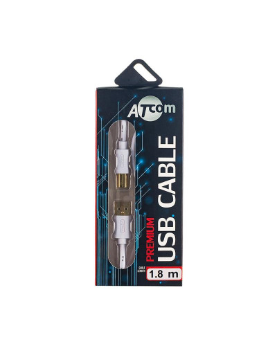 Кабель Atcom USB - USB Type-B V 2.0 (M/M), 1.8 м, білий (13423)