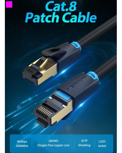 Патч-корд Vention CAT 8 SFTP Ethernet, 2 m, Black (IKABH)